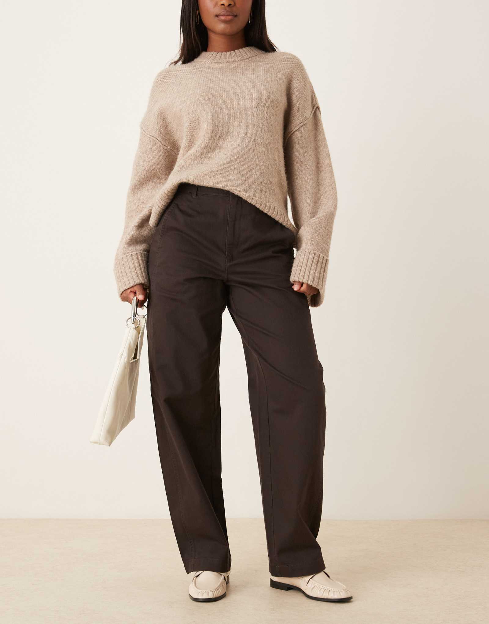 Брюки-бочонки JDY коричневого цвета