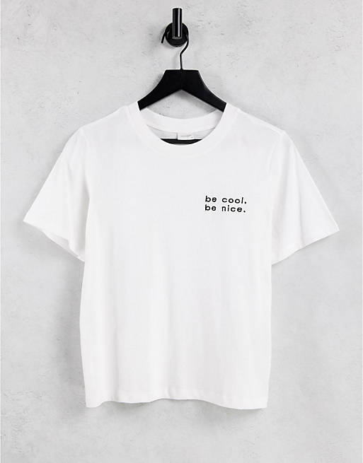 JDY be cool be nice slogan t shirt in white