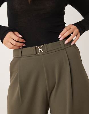 Jdy Belt Detail Wide Leg Pants In Brown