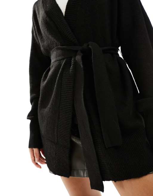 Belted shop black cardigan