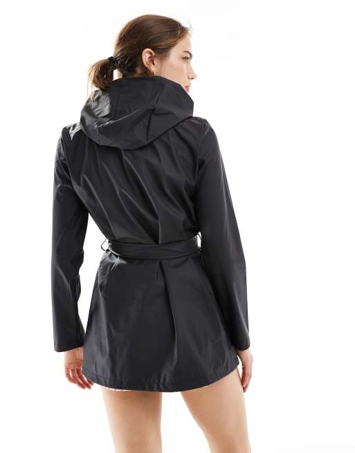 Belted raincoat with hood online