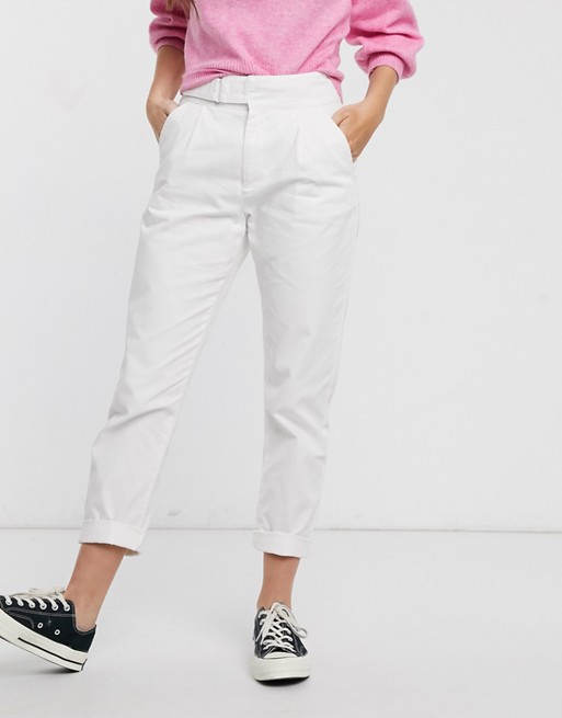 JDY belted trousers in white