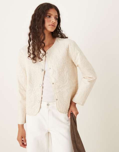 JDY lightweight embroidered jacket in beige