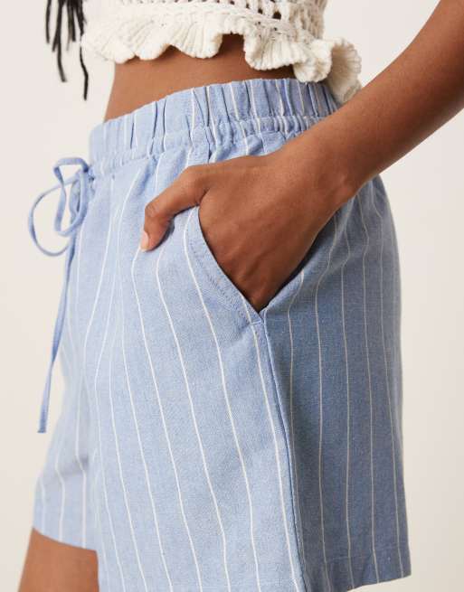 JDY - Blå shorts med bindetalje og striber, 3 af 5