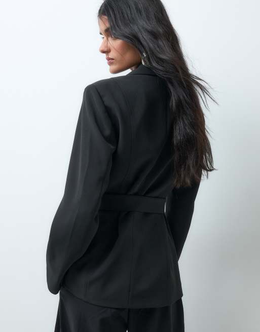 JDY blazer ajusté avec ceinture en ensemble 2 pièces noir, 4 de 5