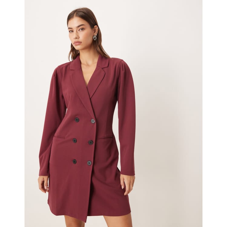 JDY blazer dress in burgundy-Red