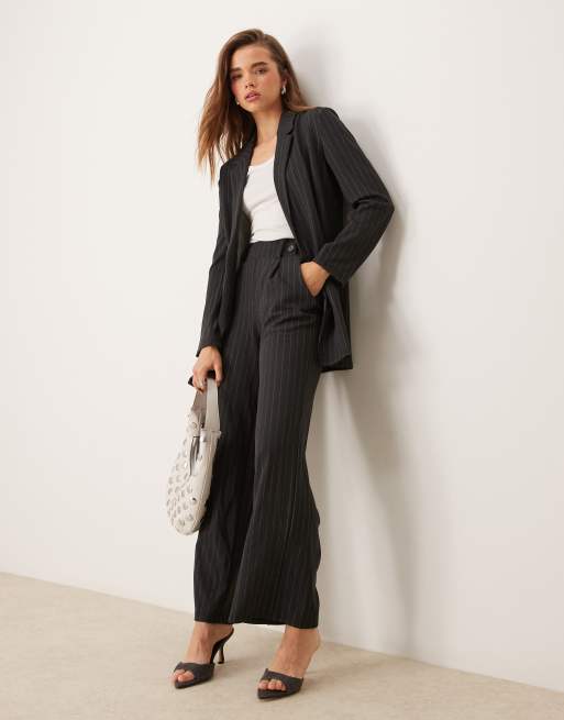 JDY Blazer long à rayures fines Gris foncé ASOS