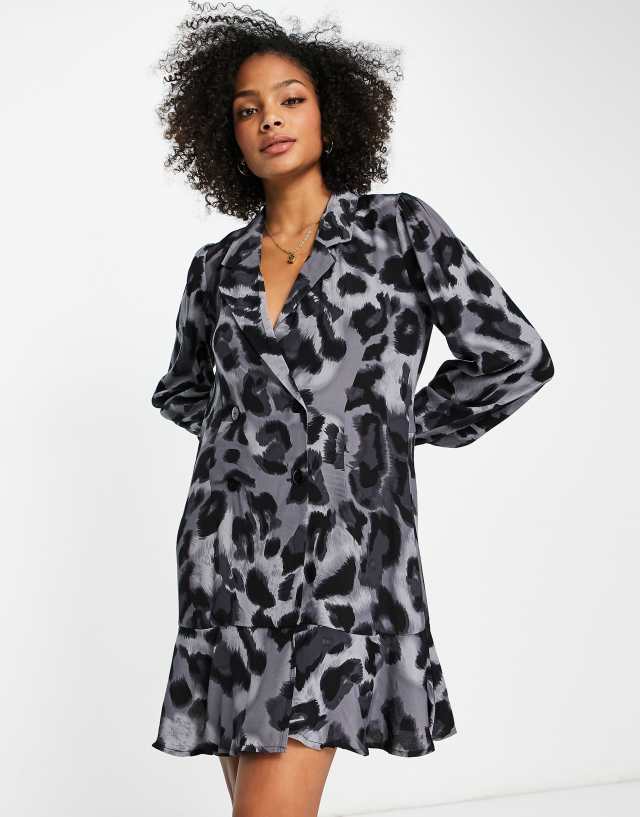 JDY blazer mini dress in bold animal print