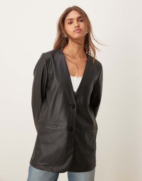 JDY - Blazer nero in pelle sintetica - view 1
