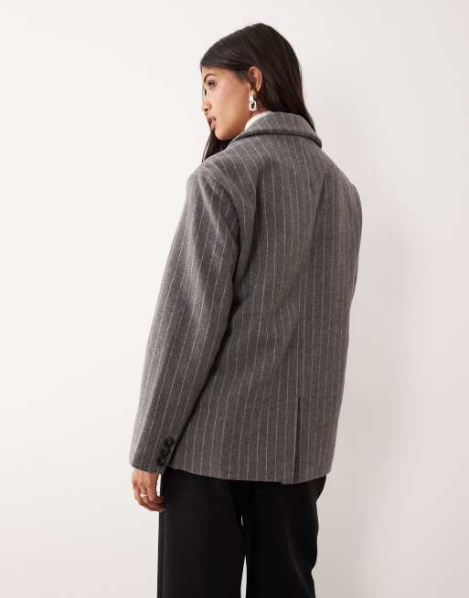 JDY - Blazer sartoriale misto lana grigio gessato, 4 di 4