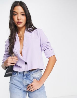 JDY cropped blazer in lilac - ASOS Price Checker