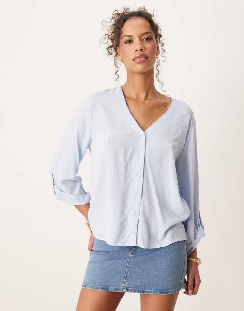 JDY - Blouse ample à détails texturés - Bleu clair - view 1