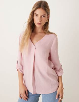 Blouse col en V - Rose clair 40
