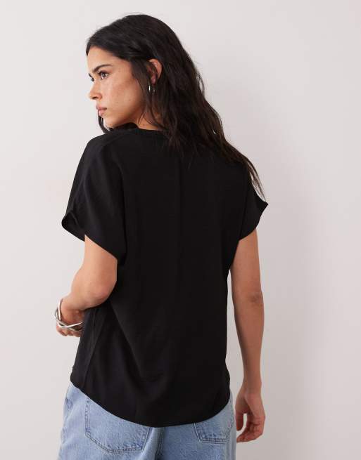JDY - Blouse met V-hals en korte mouwen in zwart, 4 van 4