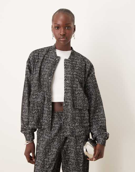 JDY - Bomber d'ensemble à carreaux - Noir