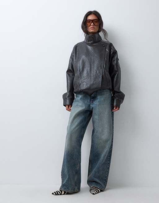 JDY bomber oversize à col montant marron, 3 de 5