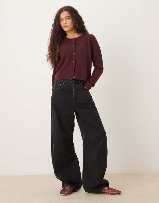 JDY - Bordeaux cardigan med rund hals i uldblanding, 2 af 4