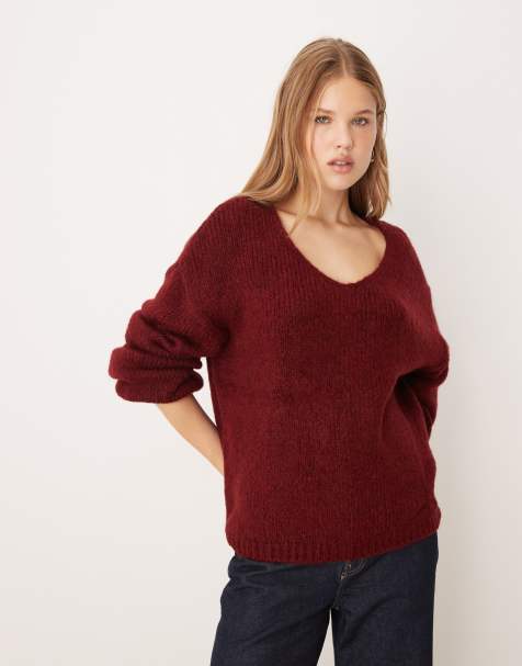 JDY – Bordowy obszerny sweter oversize - view 1