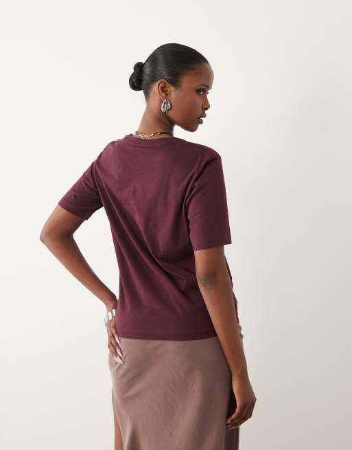 JDY – Bordowy T-shirt o regularnym kroju, 4 z 4