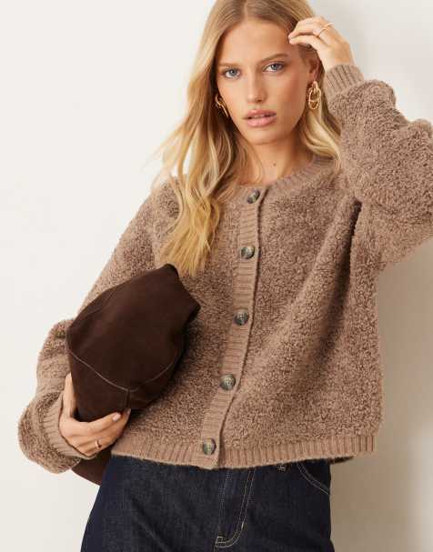 JDY teddy cardigan in light brown