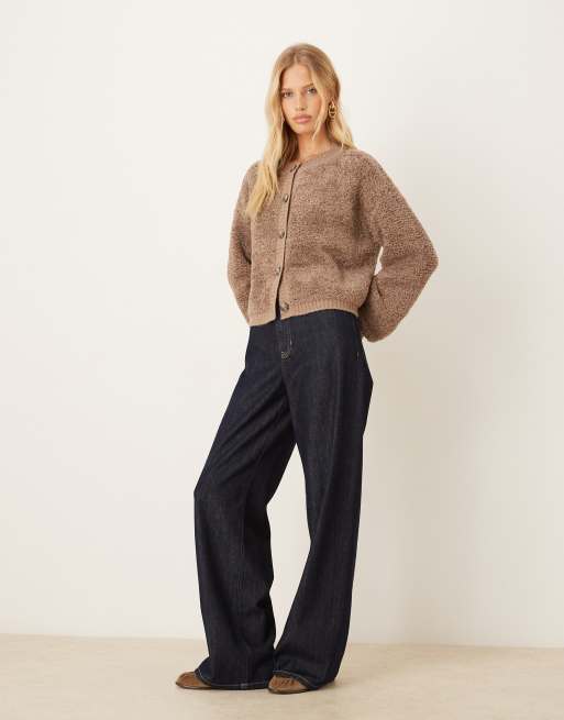 JDY borg cardigan in light brown