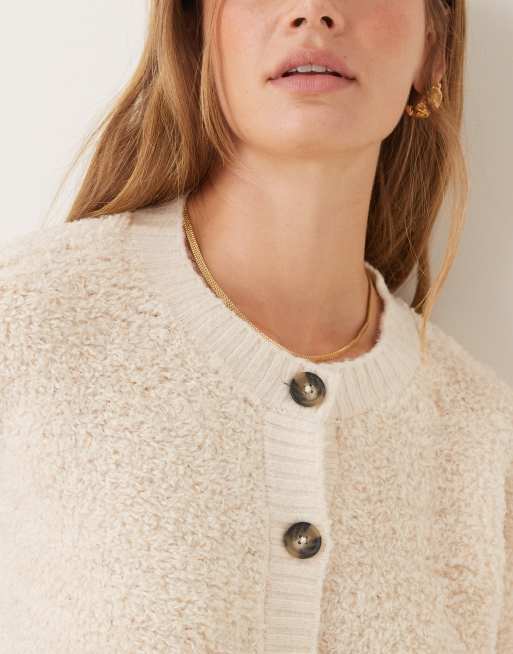 JDY borg cardigan in white, 4 of 4