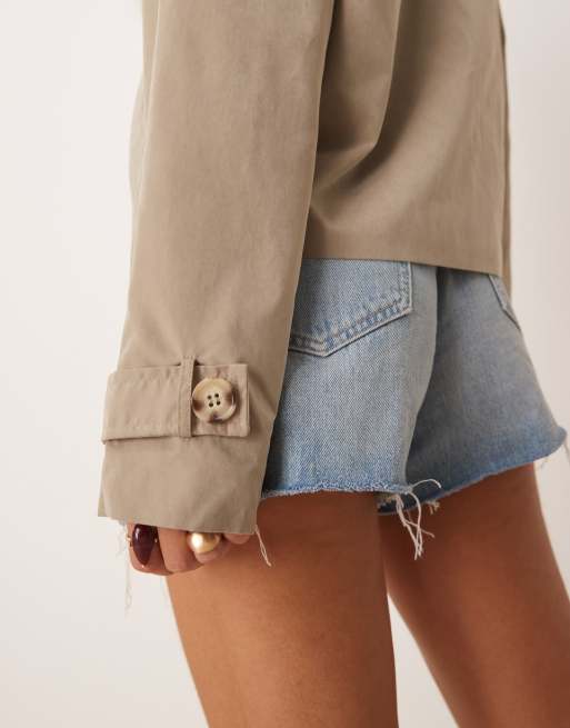 JDY boxy short trench coat in beige, 2 of 4