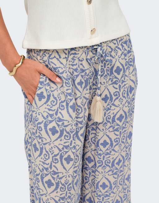 JDY Bree Life pantalones de pernera ancha de talle medio en beige, 4 de 7