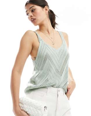 JDY broderie knit singlet in mint