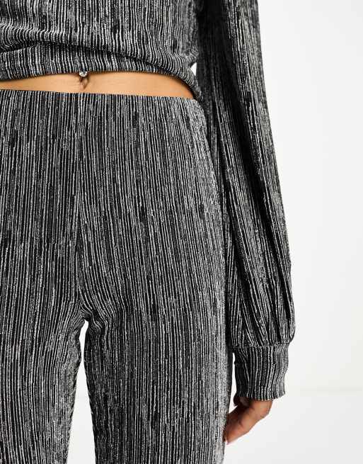 JDY - Broek in zwart en zilver glitter, deel van co-ord set, 4 van 5