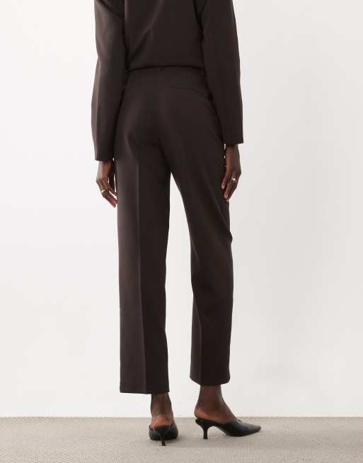 JDY broek met hoge taille en wijde pijpen in bruin, 5 van 5