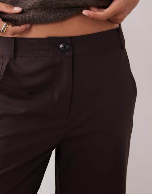 JDY broek met rechte pijpen en halfhoge taille als co-ord set in bruin, 4 van 5