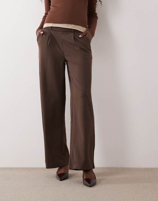 JDY - Broek met wijde pijpen en knopen in chocoladebruin, deel van co-ord set, 3 van 5
