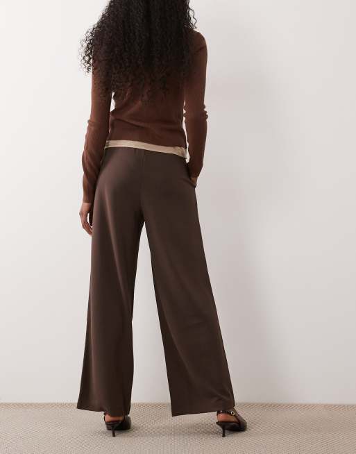 JDY - Broek met wijde pijpen en knopen in chocoladebruin, deel van co-ord set, 5 van 5