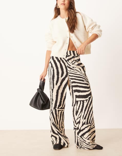 JDY - Broek met wijde pijpen en zebraprint - view 1