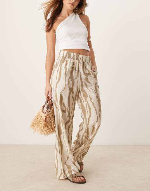 JDY - Broek met wijde pijpen in abstracte print
