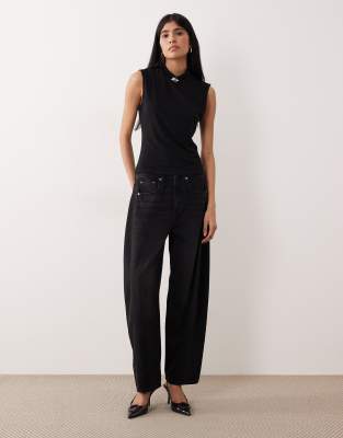 Jdy Brooch Detail Sleeveless High Neck Top In Black