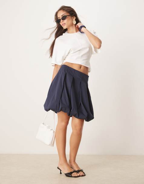 JDY bubble hem mini skirt in navy - view 1