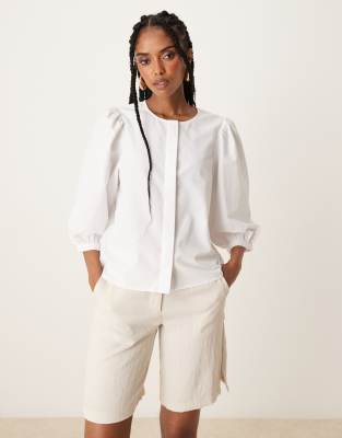 JDY bubble sleeve shirt in white