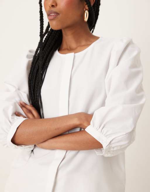 JDY bubble sleeve shirt in white