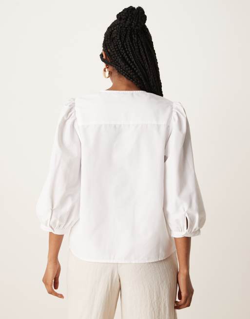 JDY bubble sleeve shirt in white
