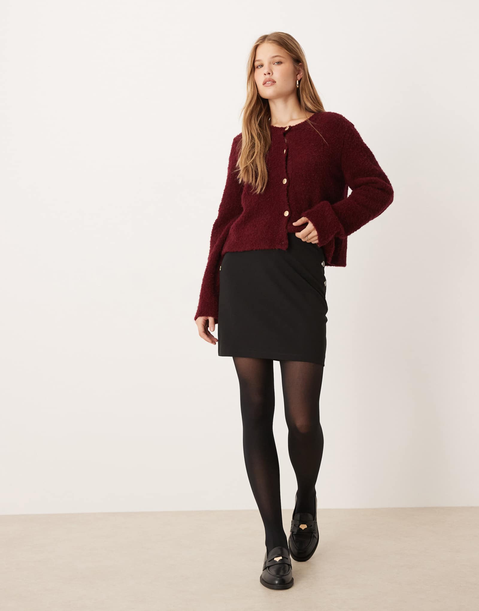 Черная мини-юбка на пуговицах JDY