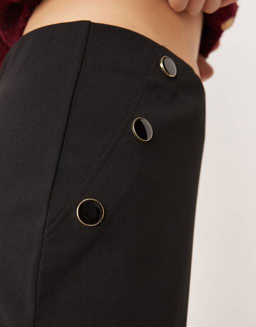 JDY button detail mini skirt in black, 2 of 5