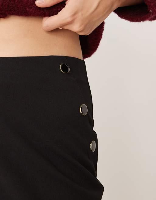 JDY button detail mini skirt in black, 4 of 5