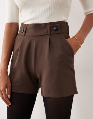 Jdy Button Detail Shorts In Brown