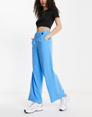 JDY button detail wide leg dad trousers co-ord in blue