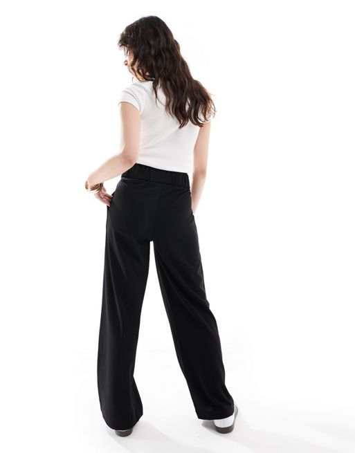 JDY jersey flared pants with button front in black
