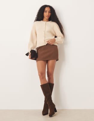 Jdy Buttons Detail Knit Cardigan In Neutral