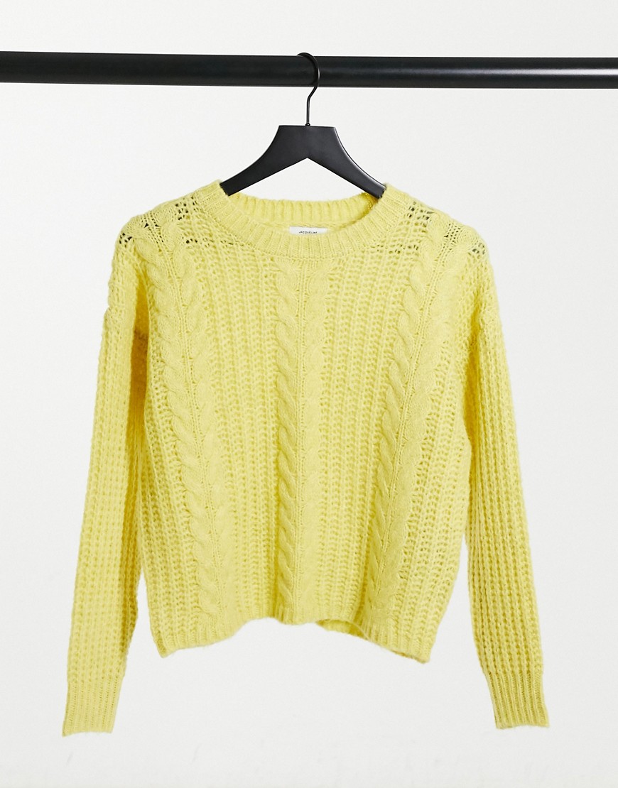JDY cable knit sweater in lime-Green