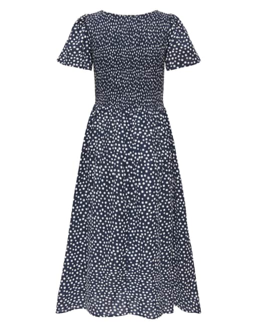 JDY Calia Midi-Kleid mit kurzen Ärmeln im Smock-Stil in Blau, 7 von 7